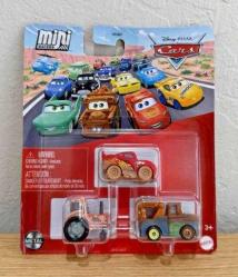 Disney Pixar Cars Mini Racers - Tractor, Muddy Lightning McQueen, Mater