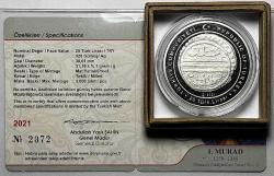 2021 I. Murad Osmanlı Padişahları Serisi No:3 , 925 Ayar Gümüş Hatıra Parası Sertifikalı Orijinal Darphane Kutusunda