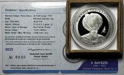 2022 II. Bayezid Osmanlı Padişahları Serisi No:8 , 925 Ayar Gümüş Hatıra Parası Sertifikalı Orijinal Darphane Kutusunda
