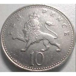 LOT.16 » İngiltere 10 Penny 1992 - Küçük Modül (24.5 mm) - Taçlı İngiliz Aslanı - Koleksiyonluk Para