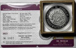 2023 III. Murad Osmanlı Padişahları Serisi No:12 925 Ayar Gümüş Hatıra Parası Sertifikalı Orijinal Darphane Kutusunda