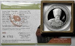 2024 Sultan İbrahim Osmanlı Padişahları Serisi No: 18 925 Ayar Gümüş Hatıra Parası Sertifikalı Orijinal Darphane Kutusunda