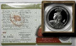 2025 II. Süleyman Osmanlı Padişahları Serisi No:20 925 Ayar Gümüş Hatıra Parası Sertifikalı Orjinal Darphane Kutusunda