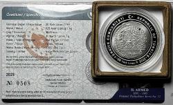 2025 II. Ahmed Osmanlı Padişahları Serisi No:21 925 Ayar Gümüş Hatıra Parası Sertifikalı Orijinal Darphane Kutusunda