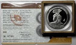 2025 II. Mustafa Osmanlı Padişahları Serisi No:22 925 Ayar Gümüş Hatıra Parası Sertifikalı Orjinal Darphane Kutusunda