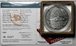 2025 T625 Gökbey Savunma Sanayi Serisi No:1 925 Ayar Gümüş Hatıra Parası Sertifikalı Orjinal Darphane Kutusunda