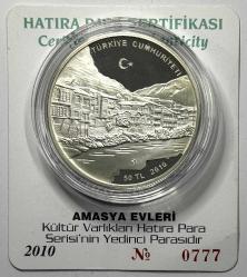 2010 Amasya Evleri Erör , Kültür Varlıkları Serisi No:7 925 Ayar Gümüş Hatıra Parası Sertifikalı Orjinal Darphane Poşetinde