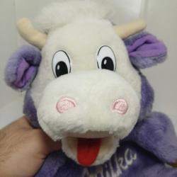 Milka Mor İnek El Kuklası Vintage Peluş