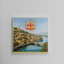 Retro Gürcistan Tiflis Şehri Temalı Vintage Baskılı Buzdolap Magneti Kare – 9x9 cm