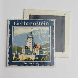 Lihtenştayn Liechtenstein - Posta Pulu Temalı Ülke - Baskılı Buzdolap Magneti Kare - 9x9 cm