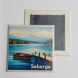 Sakarya - Sapanca Gölü - Baskılı Buzdolap Magneti Kare - 9x9 cm