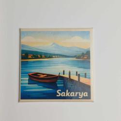 Sakarya - Sapanca Gölü - Baskılı Buzdolap Magneti Kare - 9x9 cm