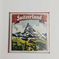İsviçre Switzerland - Posta Pulu Temalı Ülke - Baskılı Buzdolap Magneti Kare - 9x9 cm