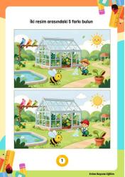 Dikkat Geliştiren 5 Fark Bulma Kitabı (73 Tam Sayfa Fark Bulmacası)