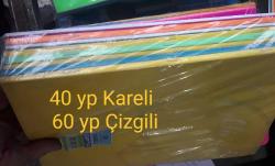 Defter 40 Yp ÇİZGİLİ (7 Adet)+60 Yp KARELİ (8 Adet )20x28 cm (A4)15 Adetli Paket GIPTA MİCA Serisi