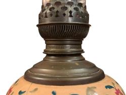 49 cm boyunda fransız bakır ve seramik gaz lambası