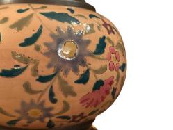 49 cm boyunda fransız bakır ve seramik gaz lambası