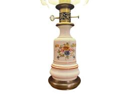 58 cm boyunda Fransız gaz lambası şeklinde pirinç ve porselen'den abajur