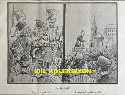 Osmanlıca Karagöz Mizah Dergisi-Gazetesi, Orijinal Dönem Basım, (Ottoman Magazine-Newspaper-Journal Illustré Cara-Gueuz) - 5 Kasım 1924 - Sayı: 1736 - Hicri: 6 Rebiülahir 1343 - Rumi: 5 Teşrin-i Sani 1340 - İsmet İnönü'yü Tasvir Eden Karikatür: Hükümet Yükü Ağır Basıyor! 