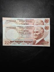 7. EMİSYON 20  TÜRK LİRASI  I 65 407454-407455 SERİ TAKİPLİ  ÇİL TCB 0554