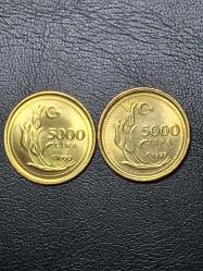 1997-1999 YILLARINA AİT MADENİ 5000 TÜRK LİRASI ÇİL ( KALIN - İNCE) TCM 5651