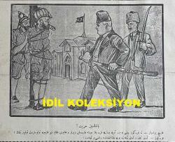 Osmanlıca Karagöz Mizah Dergisi-Gazetesi, Orijinal Dönem Basım, (Ottoman Magazine-Newspaper-Journal Illustré Cara-Gueuz) - 10 Aralık 1924 - Sayı: 1746 - Hicri: 13 Cemaziyelevvel 1343 - Rumi: 10 Kanun-i Evvel 1340 - Yeni Matbuat Kanununa Dair Karikatür: Yaşasın Hürriyet! 