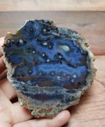 Mavi Bantlı Akik Çifti | Gece Gökyüzü Akik | Doğal İndigo | Sezgi, Sakinlik ve İçsel Vizyon - Ağırlık: 583g - Benzersiz Koleksiyonluk Nadir Parça