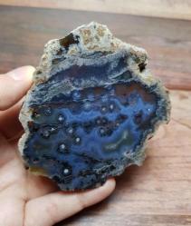 Mavi Bantlı Akik Çifti | Gece Gökyüzü Akik | Doğal İndigo | Sezgi, Sakinlik ve İçsel Vizyon - Ağırlık: 583g - Benzersiz Koleksiyonluk Nadir Parça