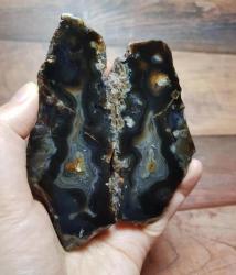 Gece Gökyüzü Desenli Akik Çifti • Koyu Akik • Göksel Desenli Doğal Taş • Topraklama ve Koruyucu - Ağırlık: 348g - Benzersiz Koleksiyonluk Nadir