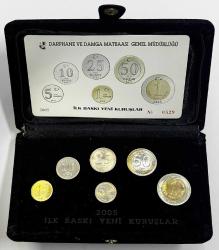 2005 İlk Baskı Yeni Kuruşlar Seti (Milletvekilleri İçin Özel Olarak Basılan İlk Baskı Kuruşlar Seti) Orjinal Kadife Kutusunda Sertifikalı