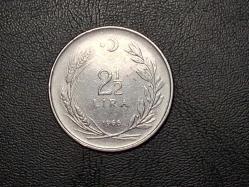 1966 YILINA AİT MADENİ  2,5 LİRA ÇA   (TERS ) TCM 1535