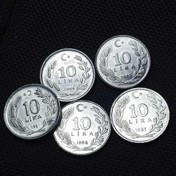 10 Lira 1981-1984-1985-1986-1987