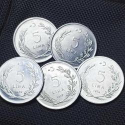 5 Lira  1974-1975-1976-1977-1979