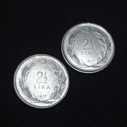 2.5 Lira 1977 Ters Düz Takım