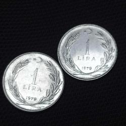 1 Lira 1979 Ters Düz Takım
