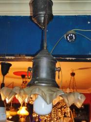 19845-MUHTEŞEM GÜZELLİKDE ANTİKA ASANSÖRLÜ MARUL CAMLI AVİZE