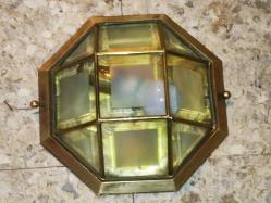 19844-MUHTEŞEM GÜZELLİKDE PİRİNÇ PARÇA CAM ÇERÇEVELİ TAVAM LAMBASI