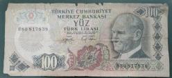 TÜRKİYE   100  TÜRK LİRASI  KAĞIT PARA