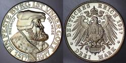 REPLİKA ALMANYA-SAKASONYA 3 MARK 1917 ULTRA NADİR PARANIN 2003 TARİHLİ KOPYASI. BAKIR-NİKEL 33 mm.