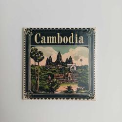 Kamboçya Cambodia - Posta Pulu Temalı Ülke - Baskılı Buzdolap Magneti Kare - 9x9 cm