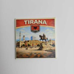Retro Arnavutluk Tiran Şehri Temalı Vintage Baskılı Buzdolap Magneti Kare – 9x9 cm