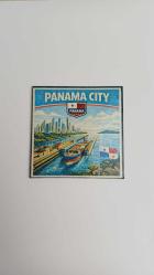Retro Panama Panama City Şehri Temalı Vintage Buzdolap Magneti – 9x9 cm