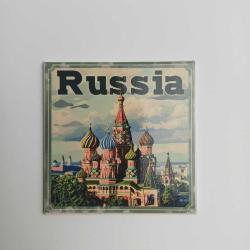 Rusya Russia - Posta Pulu Temalı Ülke - Baskılı Buzdolap Magneti Kare - 9x9 cm