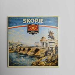 Retro Kuzey Makedonya Üsküp Şehri Temalı Vintage Baskılı Buzdolap Magneti Kare – 9x9 cm