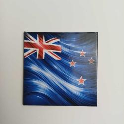 Yeni Zelanda – New Zealand – Abstract Ülke Bayraklı Baskılı Buzdolap Magneti Kare - 9x9 cm