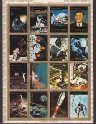 UZAY Temalı CTO Damgalı Büyük boy  blok - 16 Pul