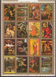 Tablo - Sanat  Temalı CTO Damgalı Büyük boy  blok - 16 Pul