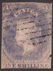 LOT.3 » 1857 Seylan -1 Sh Mor- Kraliçe Victoria - cok nadir - damgalı