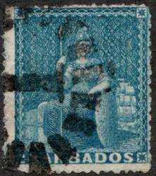 LOT.2 » İngiliz sömürgesi Barbados 1860 Mavi 1 p. Damgalı çok nadir