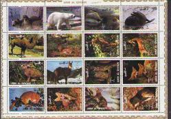 Hayvanlar - Fauna  Temalı CTO Damgalı Blok - 16 Pul